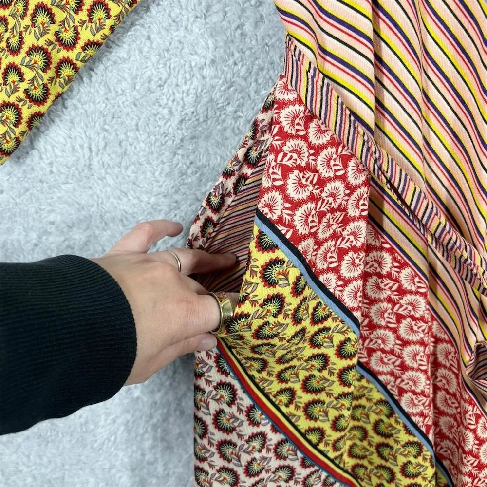 CAbi Poet Jacket Kimono Duster Size S Patchwork Multicolor Striped Boho Tie - Picture 7 of 11